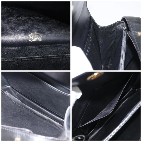 GUCCI Shoulder Bag Leather Black Gold Auth BA5763 - Picture 15 of 16